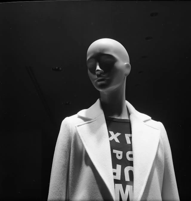 Garment on a mannequin before the ghost mannequin effect